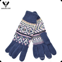 Ladies Fashion Winter Jacquard Knitted Five Finger Glove